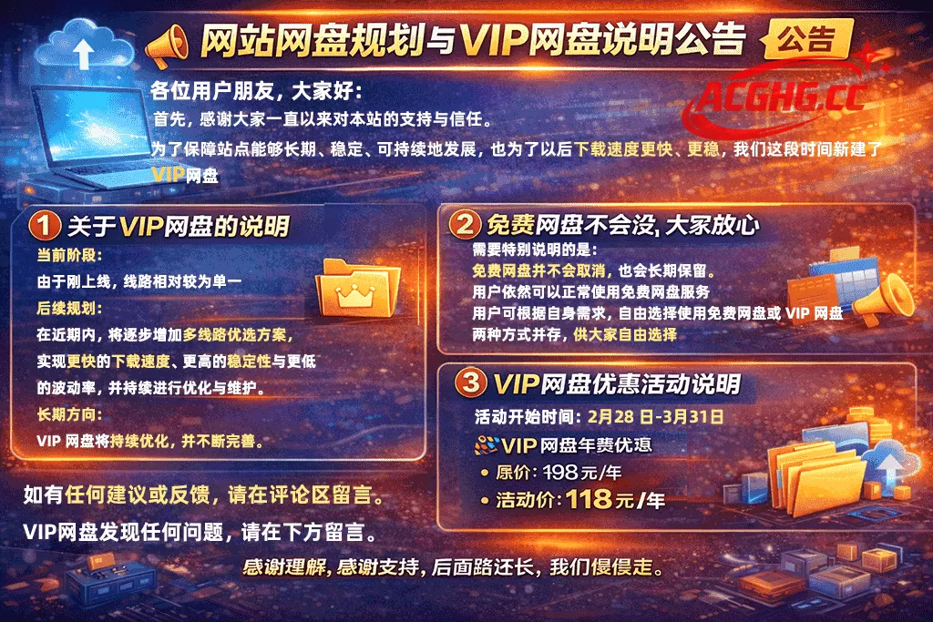 网站网盘规划与 VIP 网盘说明公告